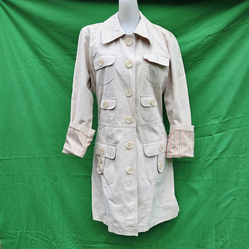 VINTAGE KALI WEAR Women's Beige Button-Up Jacket SIZE M